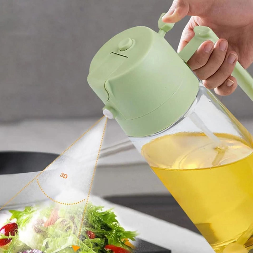 Pulverizador de Óleo 2 em 1 500ml com Controle de Porção - Compre 1 Leve 2