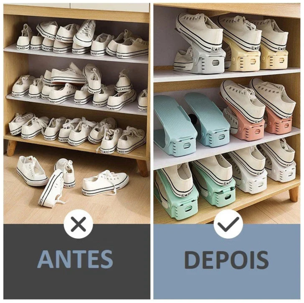 Organizador Duplo para Sapatos – Kit com 10 Unidades