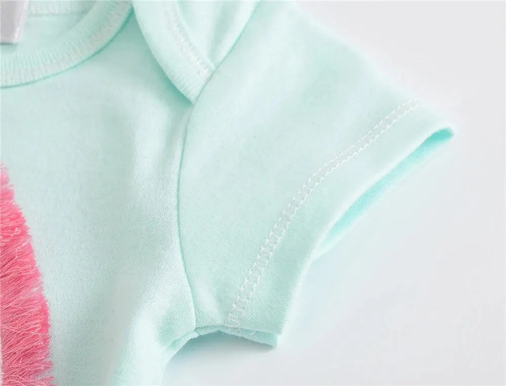 Kit Body Manga Curta Unicórnios - 3 Peças