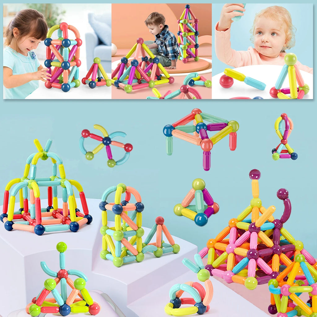 Blocos de Construção Magnéticos – 68 Peças