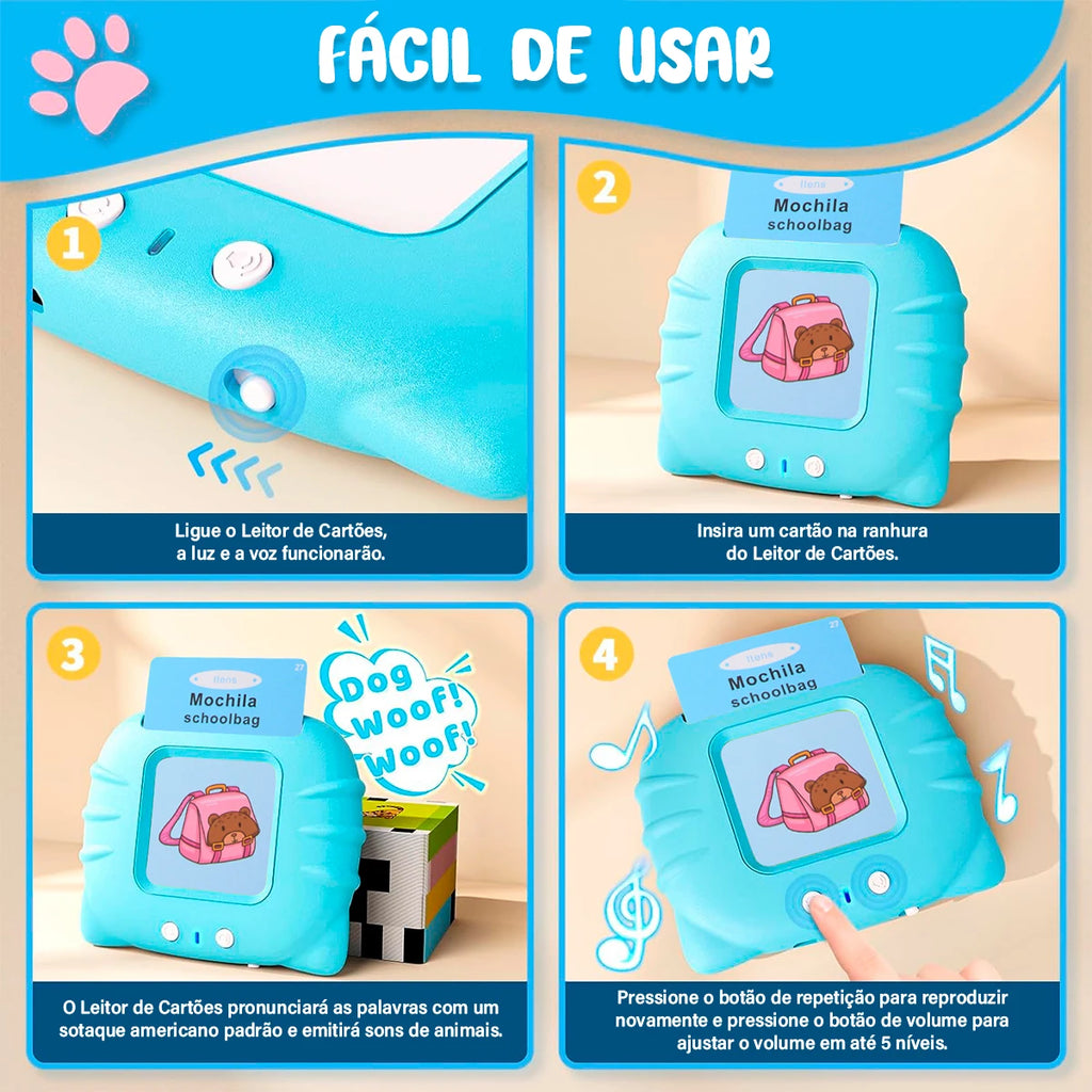 Leitor de Cartões em Português e Inglês – Livro Eletrônico Infantil com Áudio