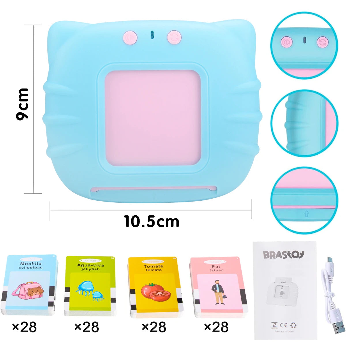 Leitor de Cartões em Português e Inglês – Livro Eletrônico Infantil com Áudio