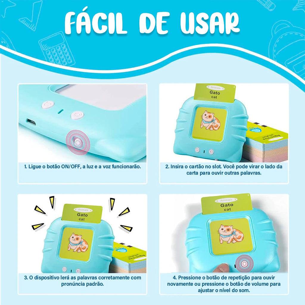 Leitor de Cartões em Português e Inglês – Livro Eletrônico Infantil com Áudio