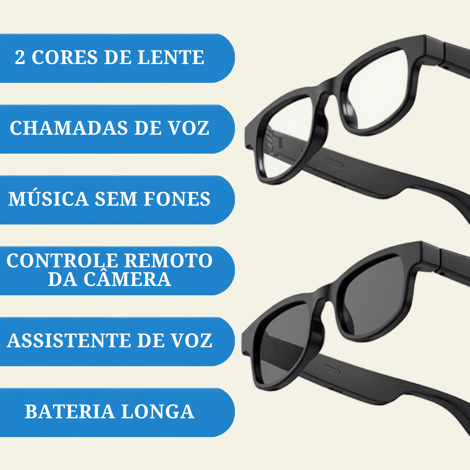 Óculos Inteligente YJ-11 – Câmera, Música e Chamadas