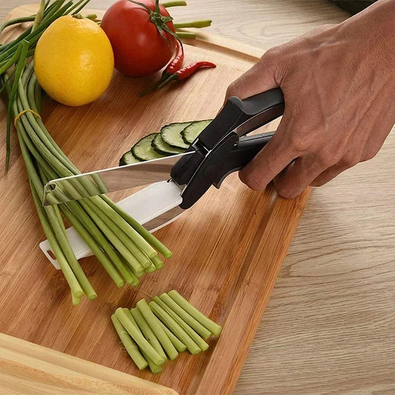 Tesoura CleverCutter Inox 2 em 1 – Fatiadora de Legumes e Verduras Multiuso