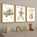 Kit 3 Quadros Decorativos de Bichinhos -  Quarto Infantil