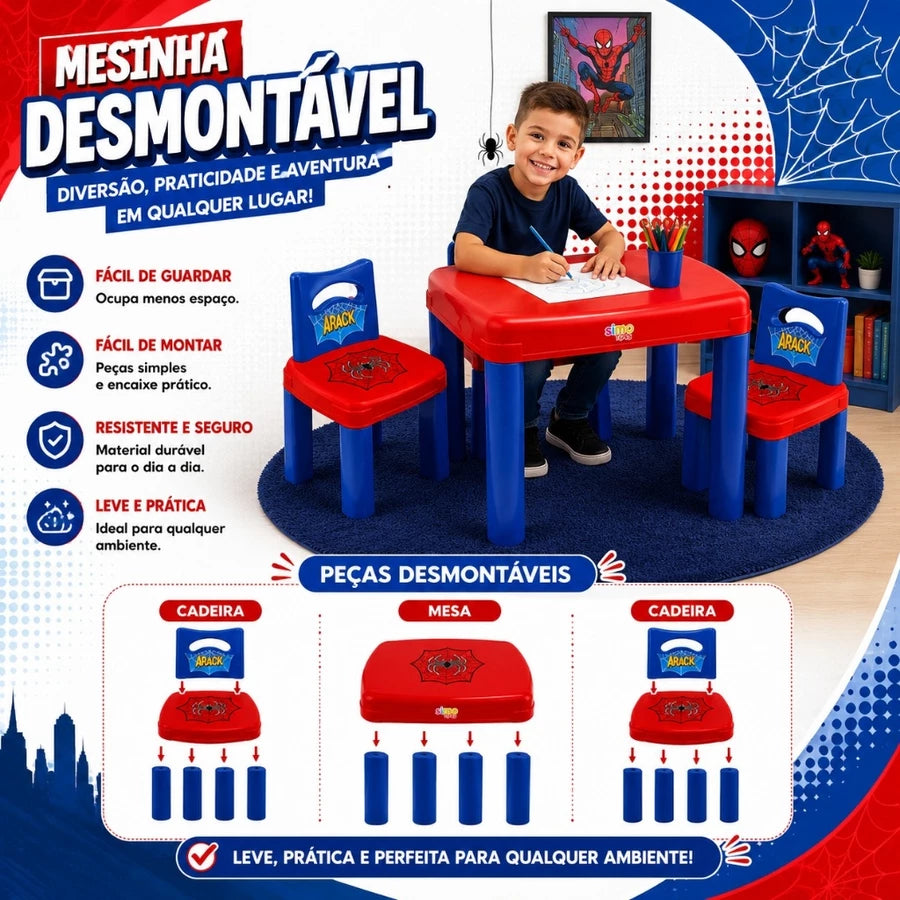 Mesa com Cadeira Desmontável de Plástico – Quarto Infantil