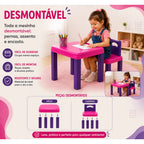 Mesa com Cadeira Desmontável de Plástico – Quarto Infantil