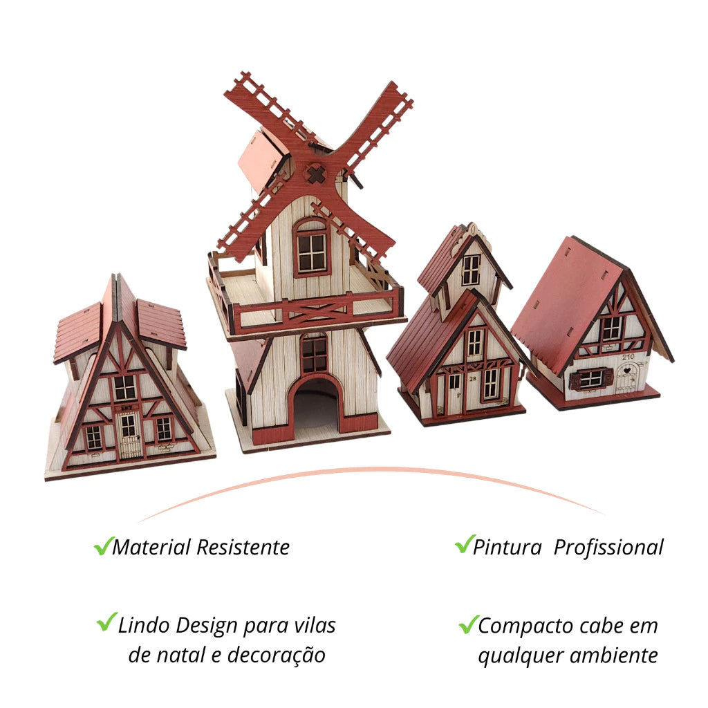 Vila Natalina Decorativa – Kit com 4 Casas