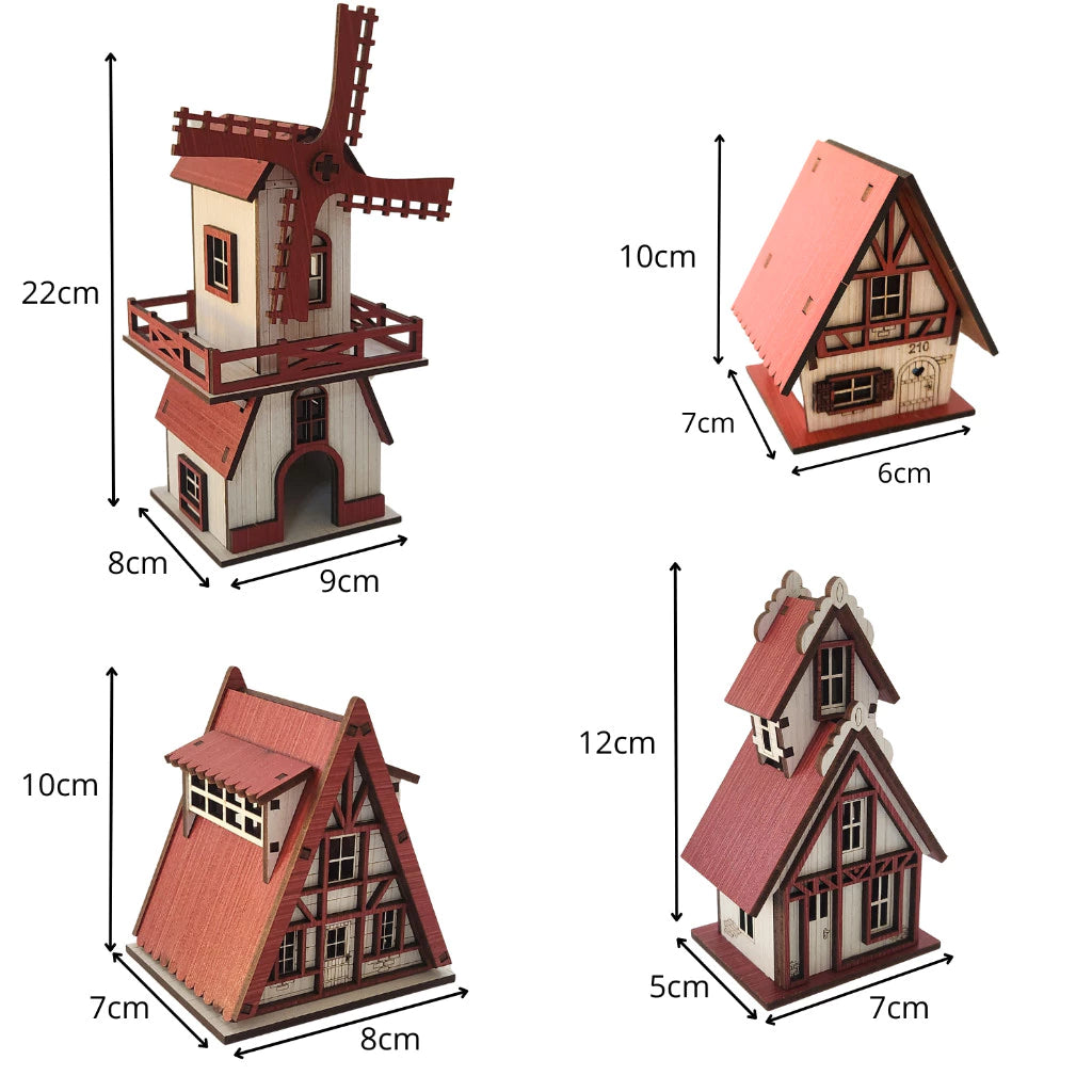 Vila Natalina Decorativa – Kit com 4 Casas